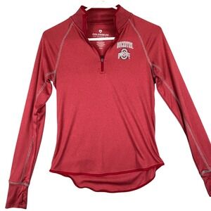Colosseum Ohio State Buckeyes Womens Small Red Quarter Zip Pullover‎ Thumbholes